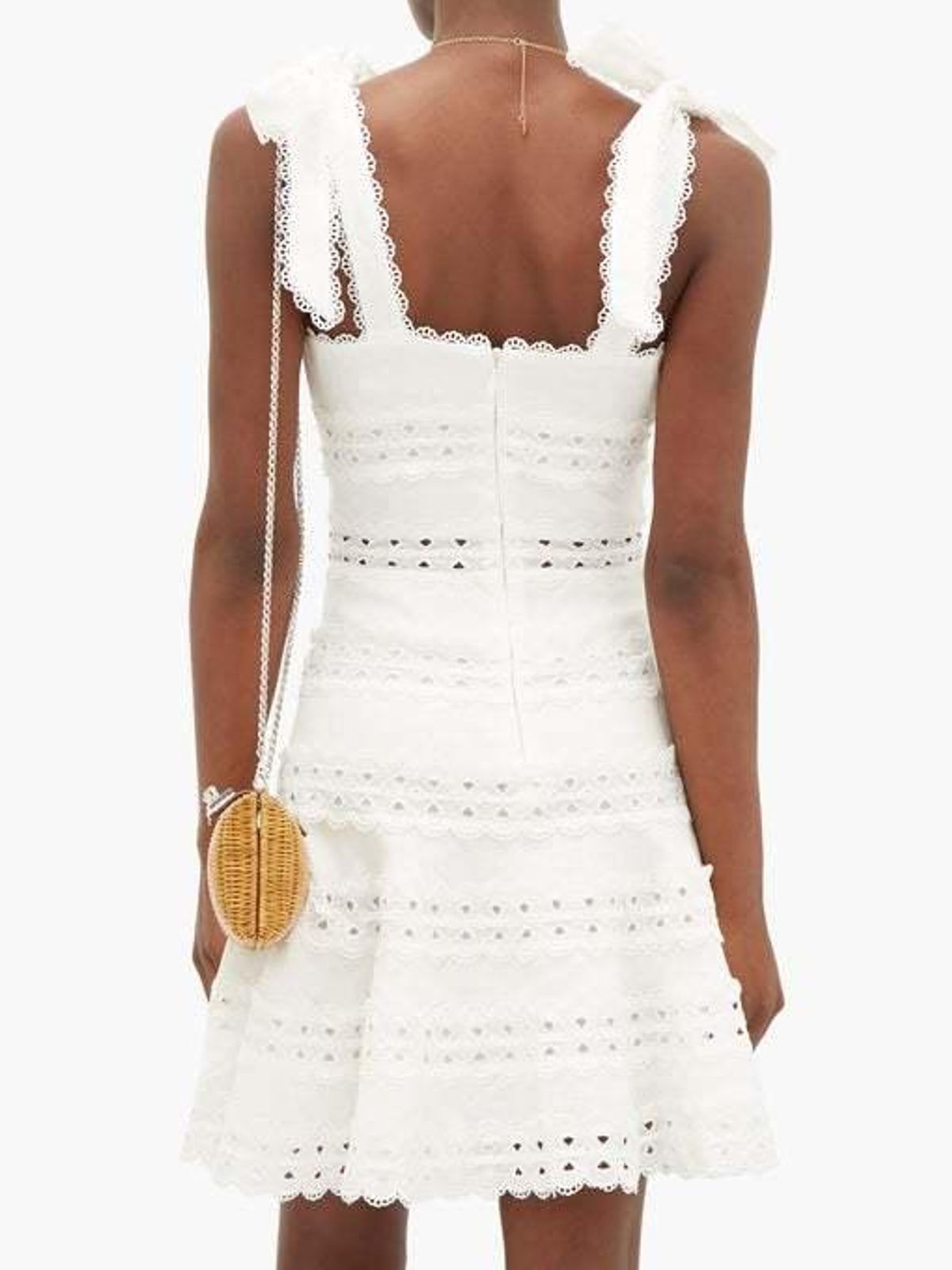 Zimmermann Kirra Tie Shoulder Mini Dress Ivory Size 1 / AU 10 - Image 3