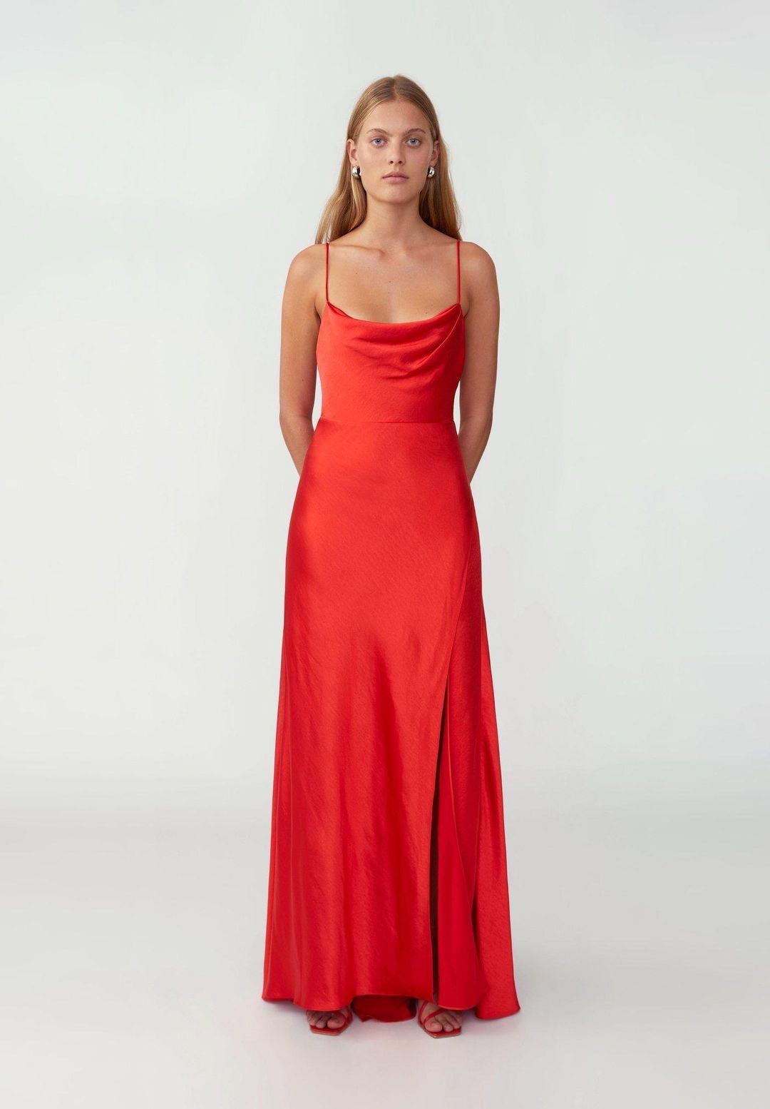 Fame & Partners Red Strappy Draped Gown  Size 10 for rent on The Volte - main image