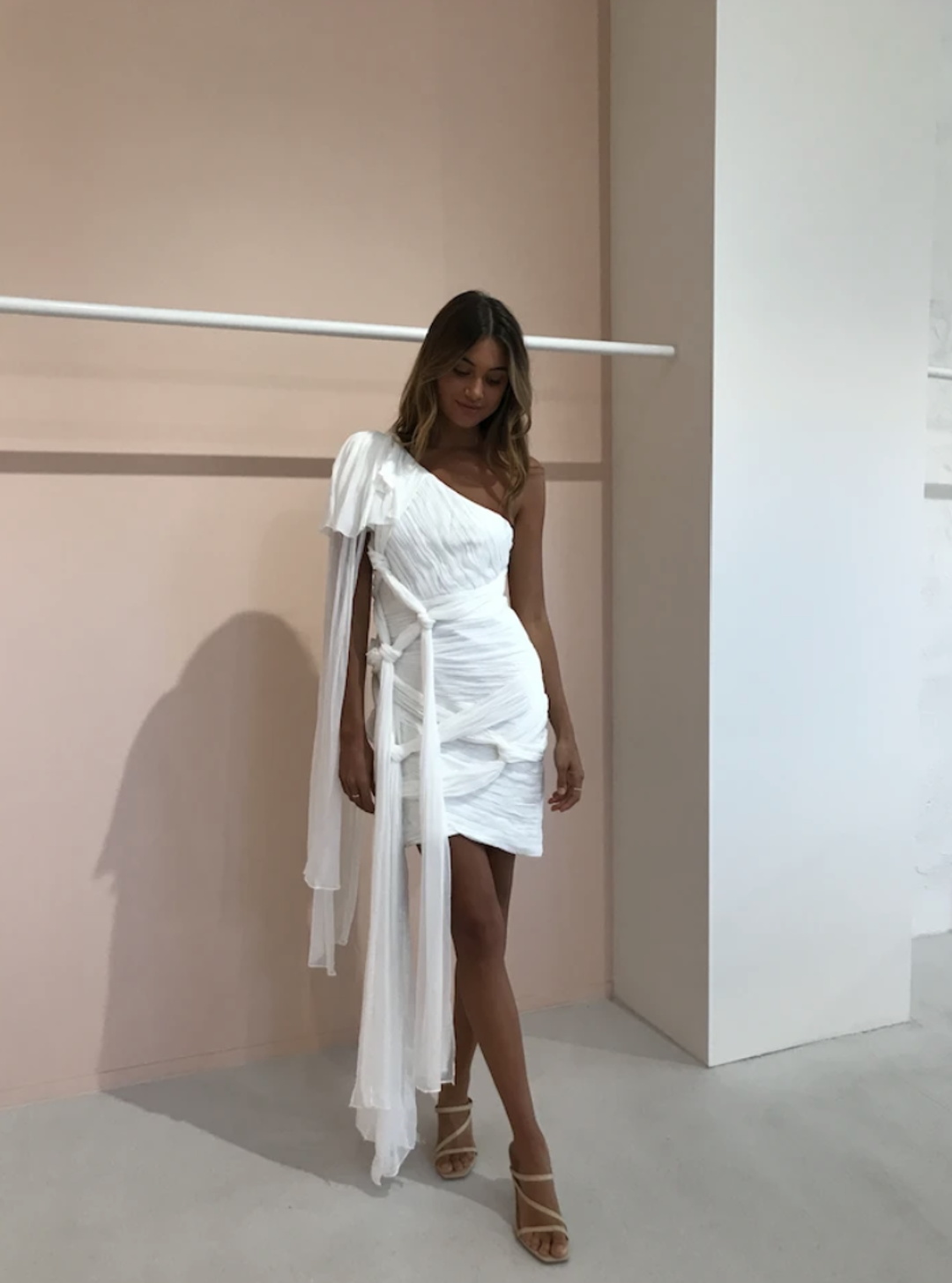 Thurley Crest One Shoulder Dress White Size 6 for rent on The Volte - main image