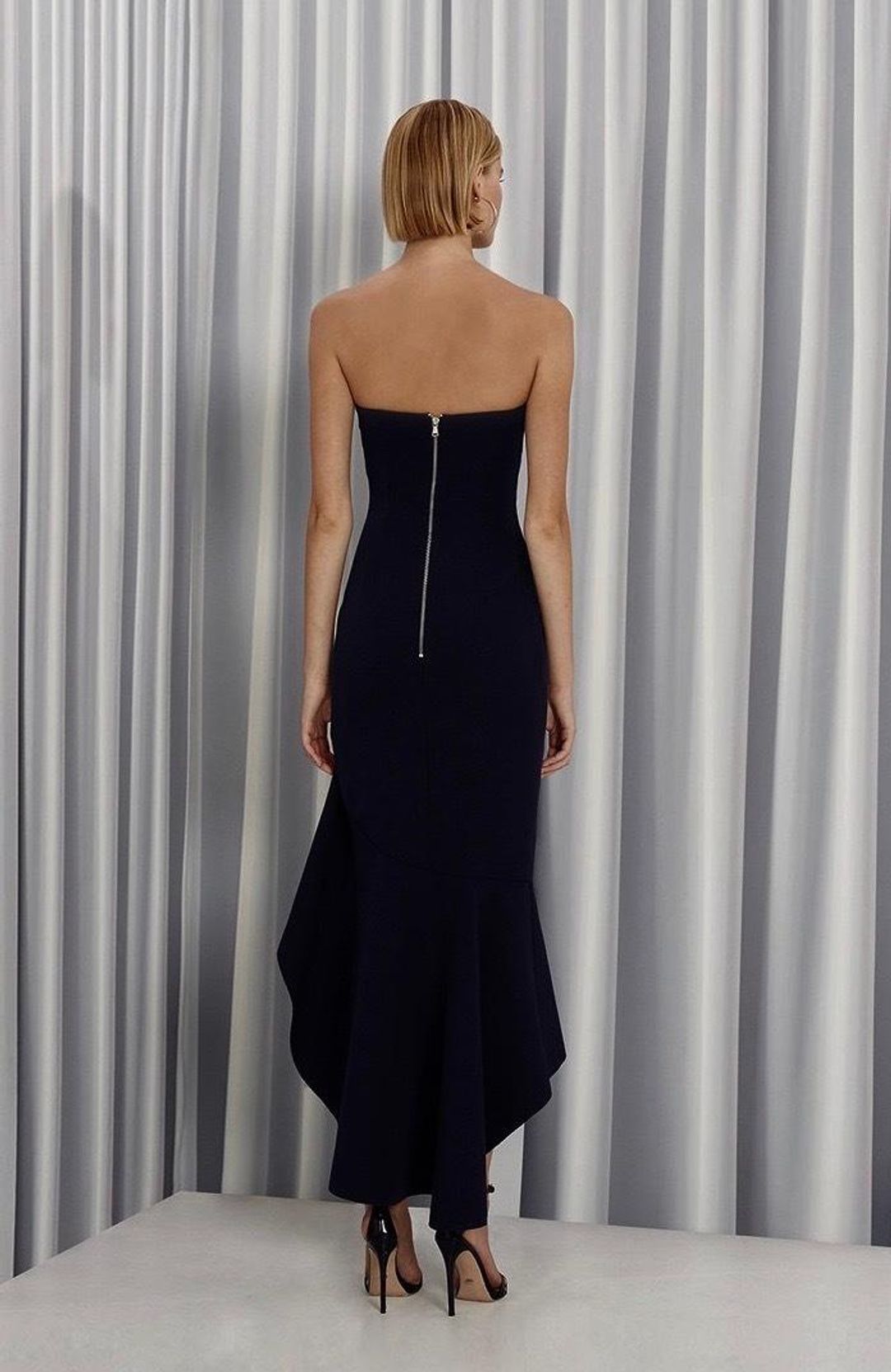 By Johnny Strapless Wave Gown - Black size 8 for rent on The Volte - main image