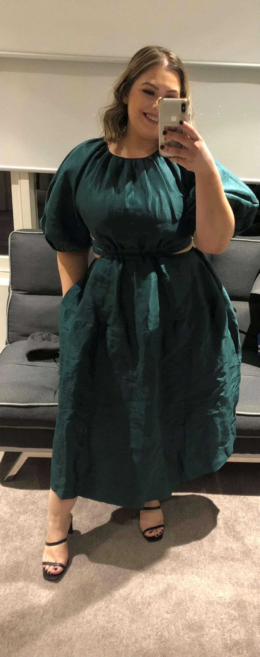 Aje Mimosa Cutout Midi Dress Emerald Green Size 12 for rent on The Volte - main image