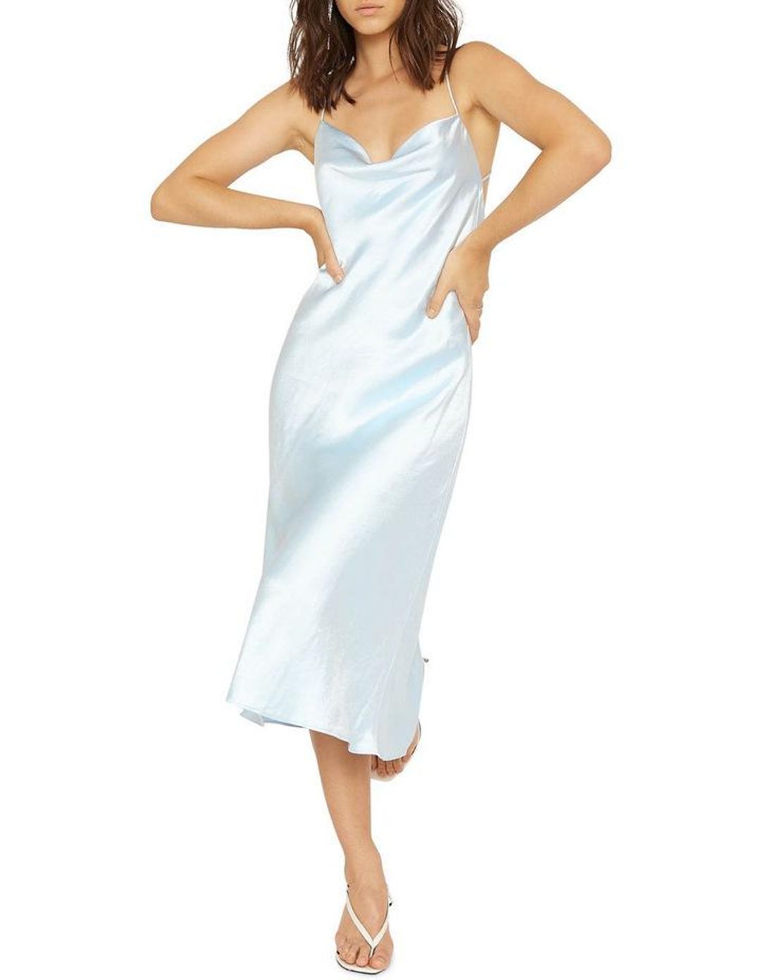 Third Form Cross Back Cowl Bias Slip Dress Powder Blue Size 10 for rent on The Volte - main image