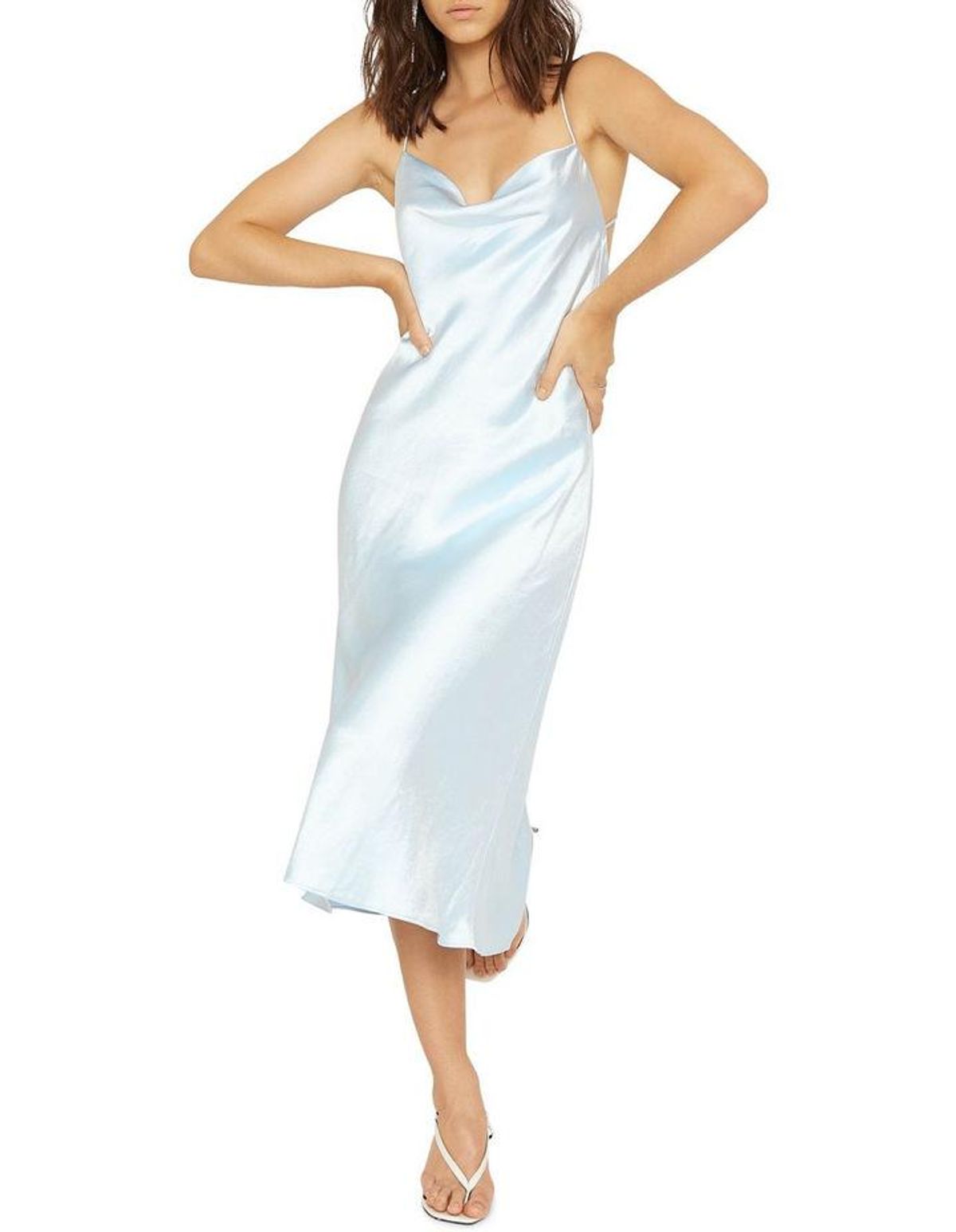 Third Form Cross Back Cowl Bias Slip Dress Powder Blue Size 10 - Image 3