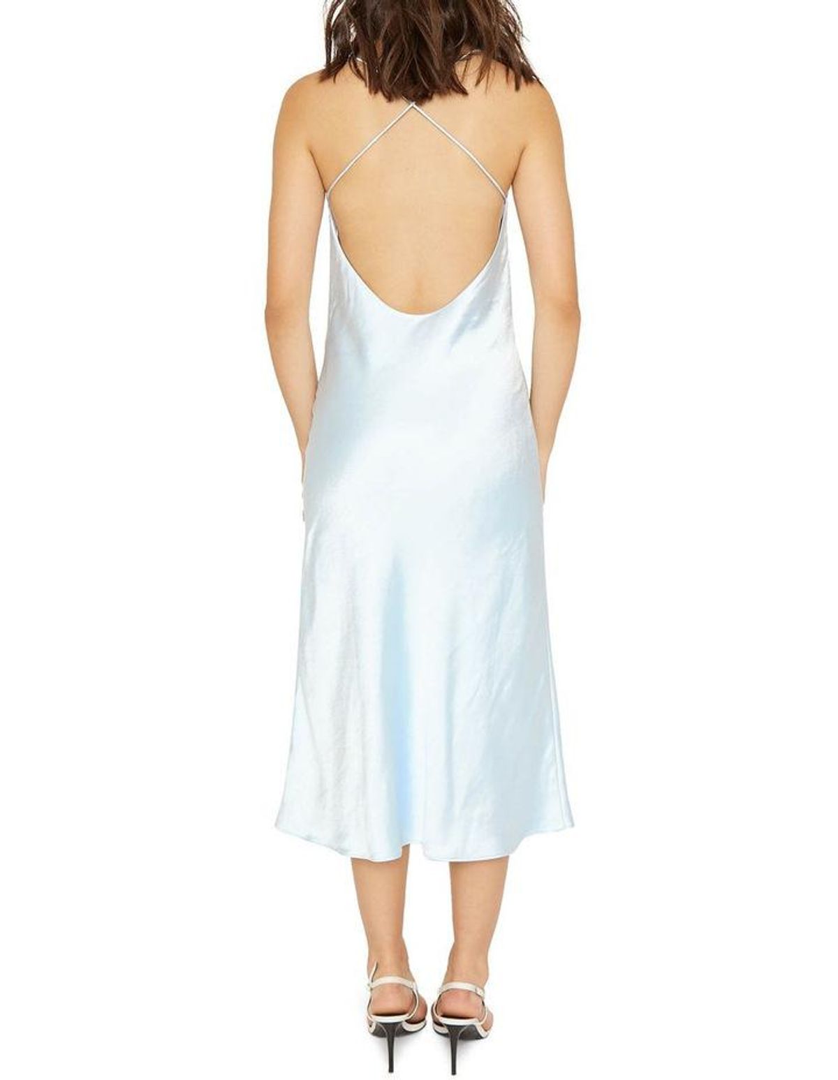 Third Form Cross Back Cowl Bias Slip Dress Powder Blue Size 10 - Image 1