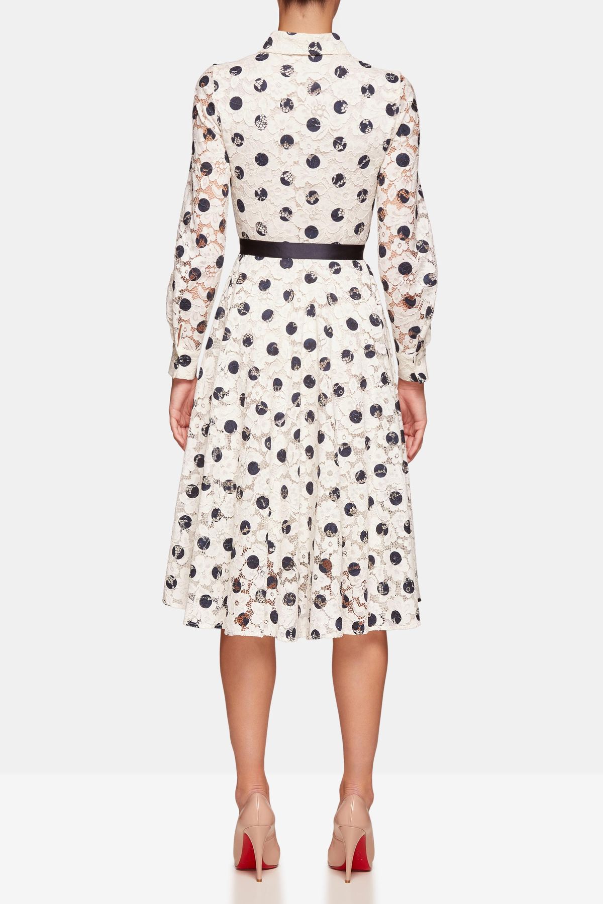 Carolina Herrera Polka Dot Midi Dress Print Size 8 - Image 3