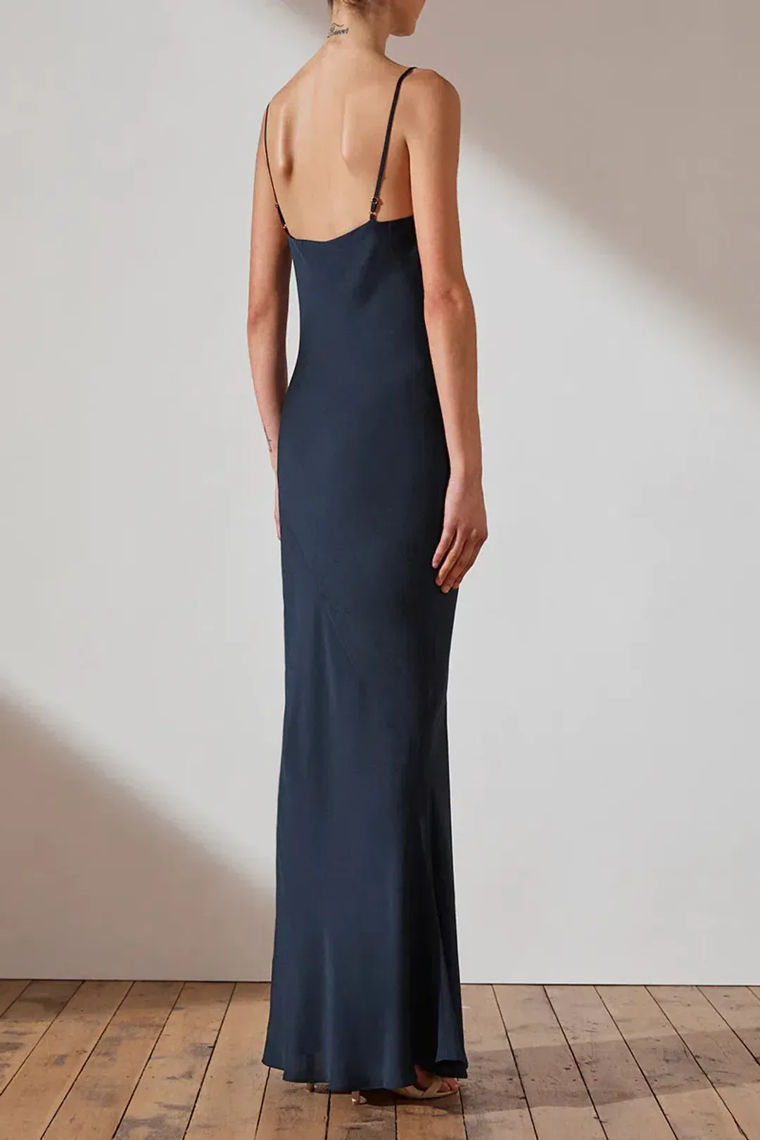 Shona Joy Luxe Bias Cowl Slip Dress Navy Size 10  for rent on The Volte - main image