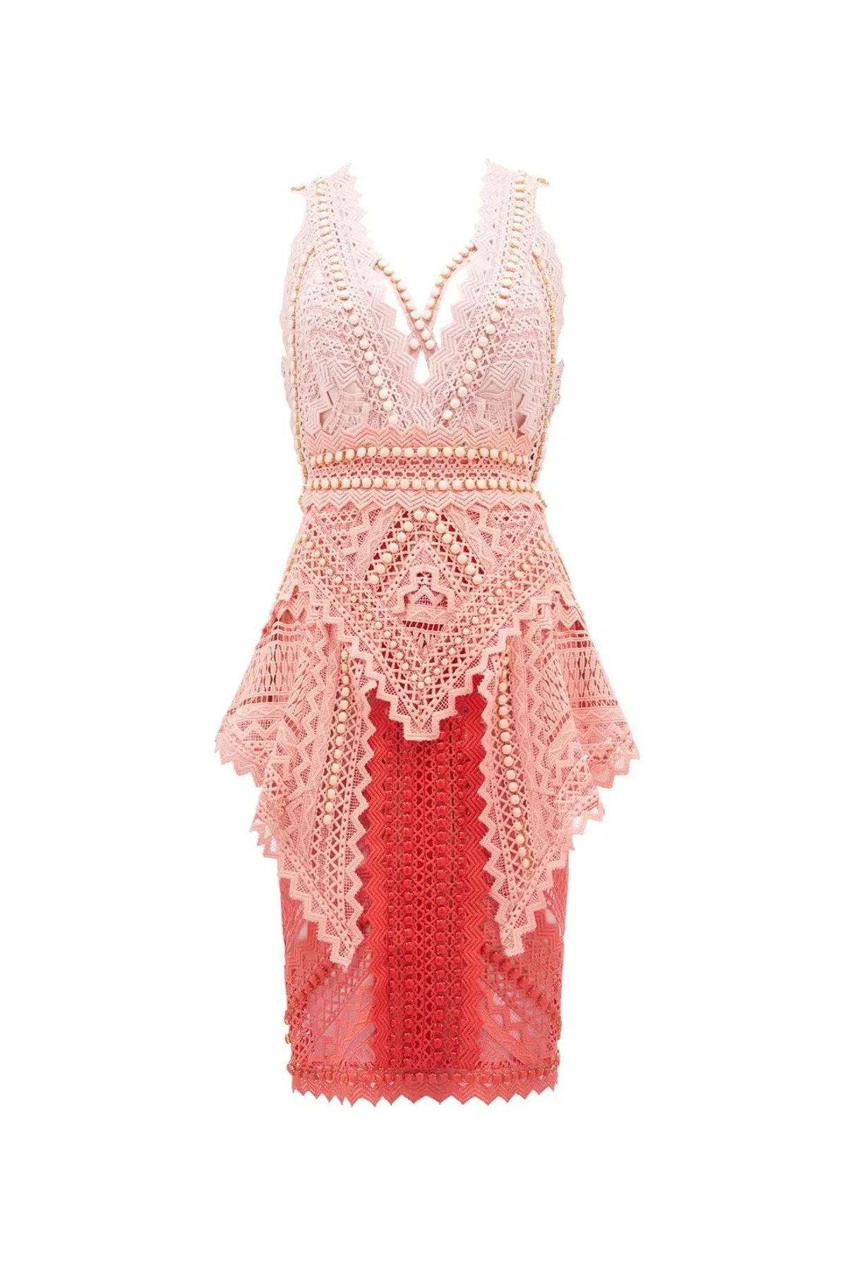 Thurley La Rambla Lace Midi Dress Pink Size 10 - Image 4