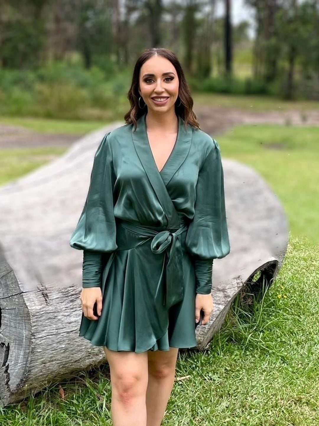 Zimmermann Silk Mini Wrap Dress Green Size 2 / AU 12 for rent on The Volte - main image