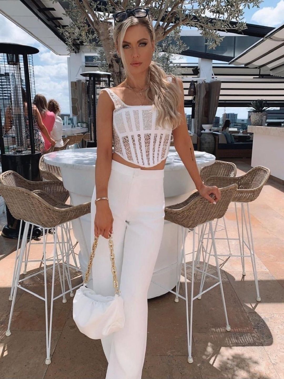 Dion Lee Corded Lace Corset and Bianca And Brigett Ella Pant Set white Size 14 for rent on The Volte - main image