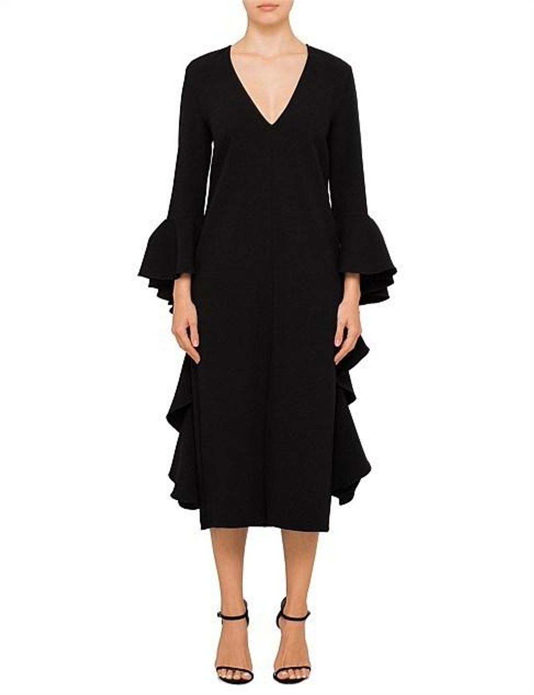 Ellery Reuben Frill Sleeve Dress Black Size 8 for rent on The Volte - main image
