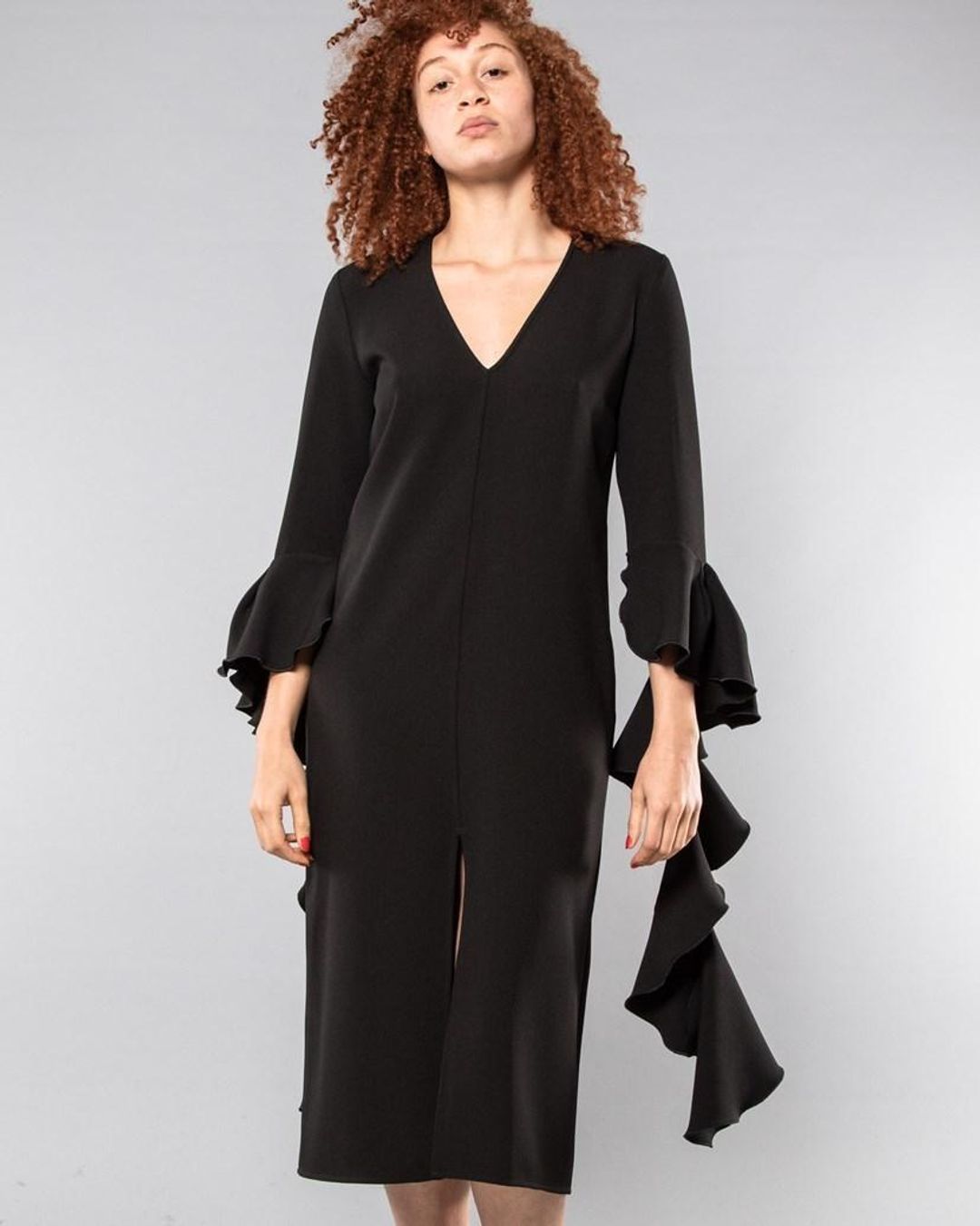 Ellery Reuben Frill Sleeve Dress Black Size 8 for rent on The Volte - main image
