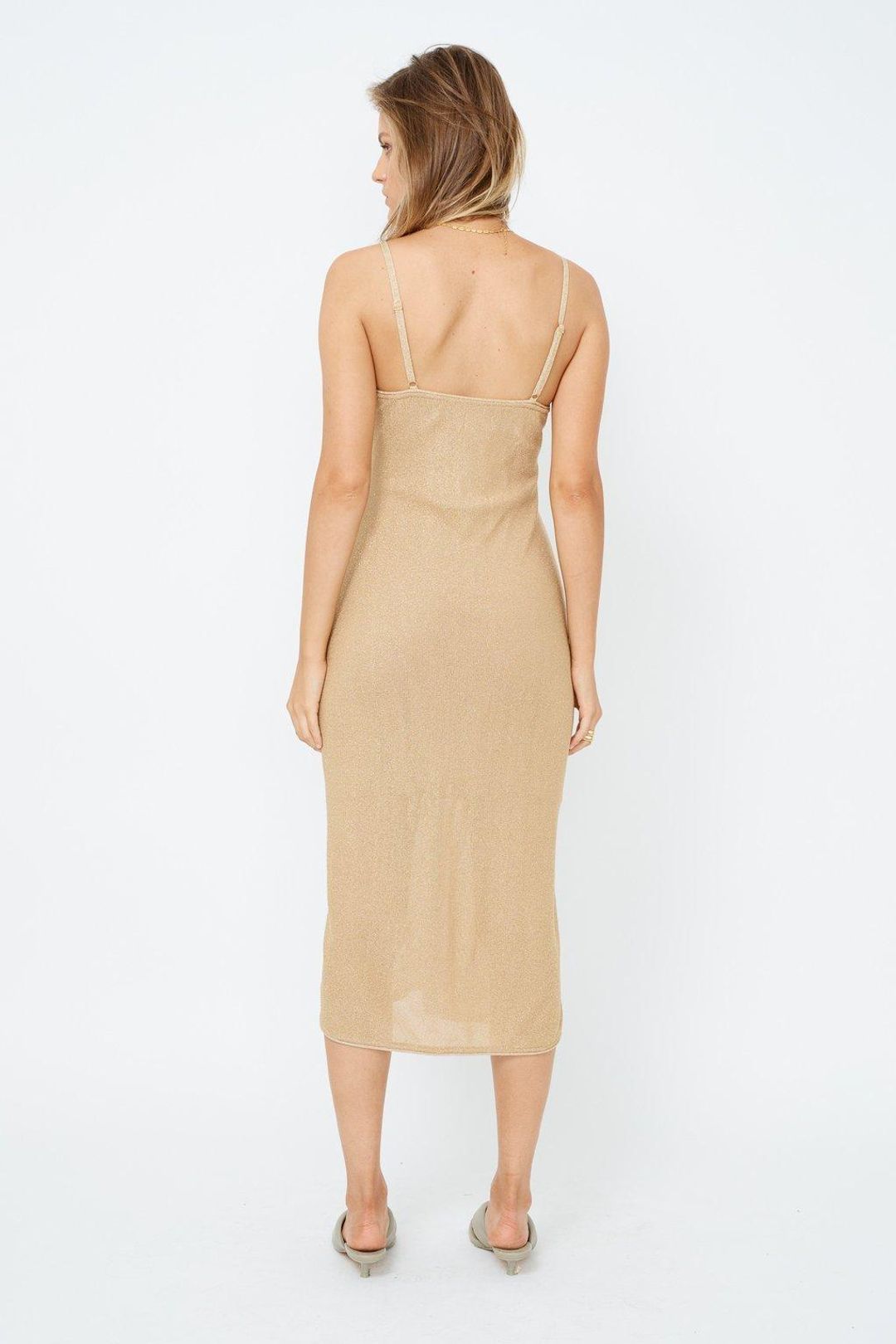 Suboo Billie Knit Cut Out Midi Dress - Gold for rent on The Volte - main image