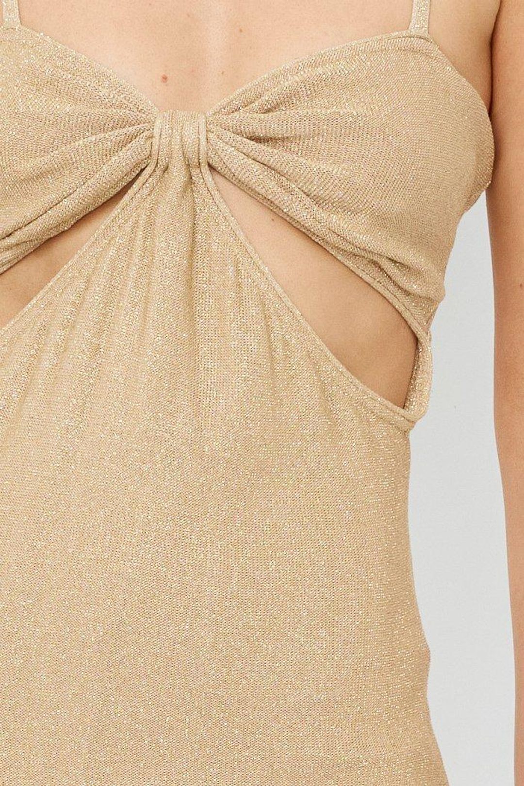 Suboo Billie Knit Cut Out Midi Dress - Gold for rent on The Volte - main image
