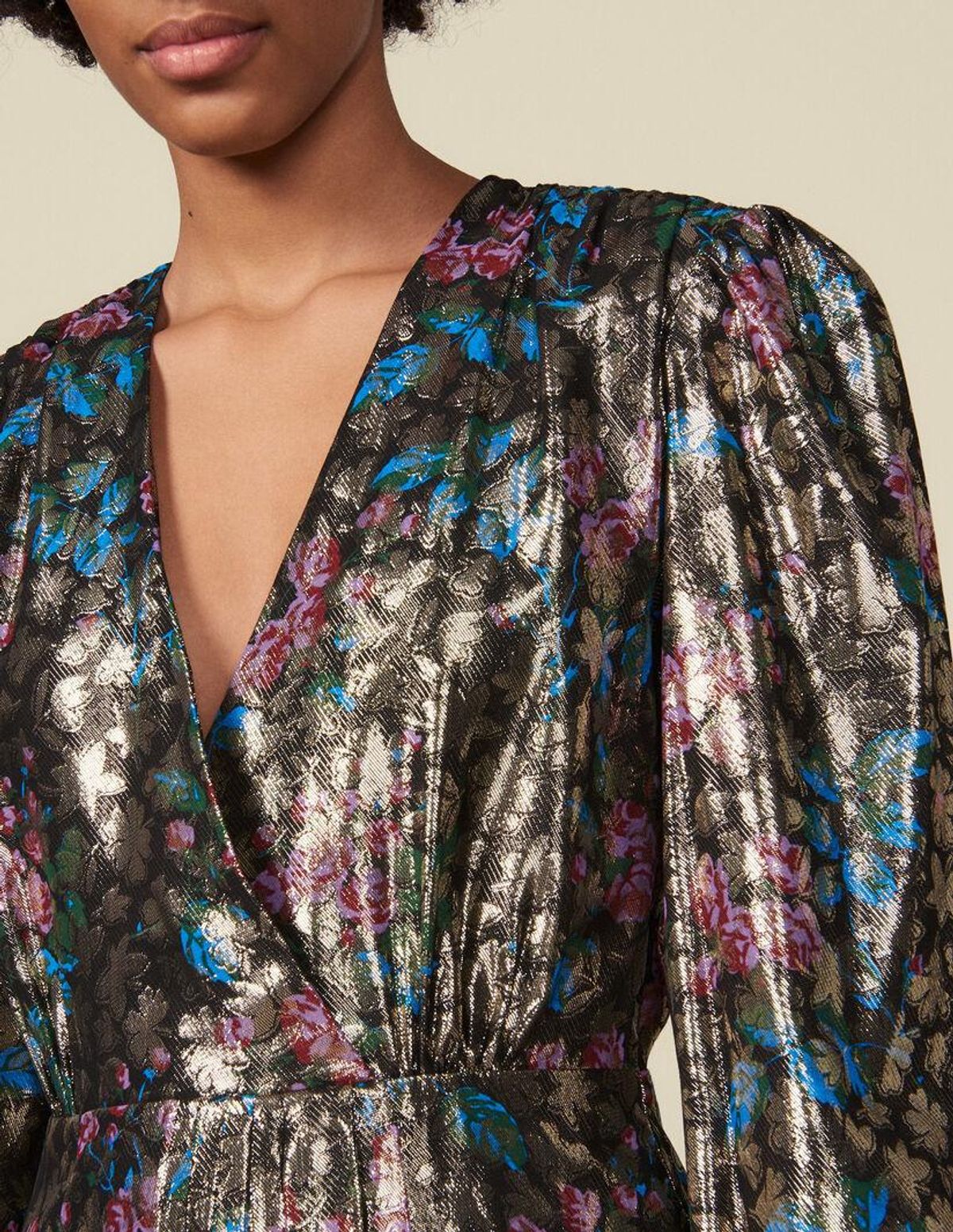 Sandro Metallic Jacquard Dress Size 8 - Image 4