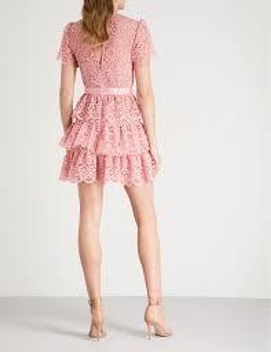 Self Portrait Pink Tiered Mini Dress pink size 8 for rent on The Volte - main image
