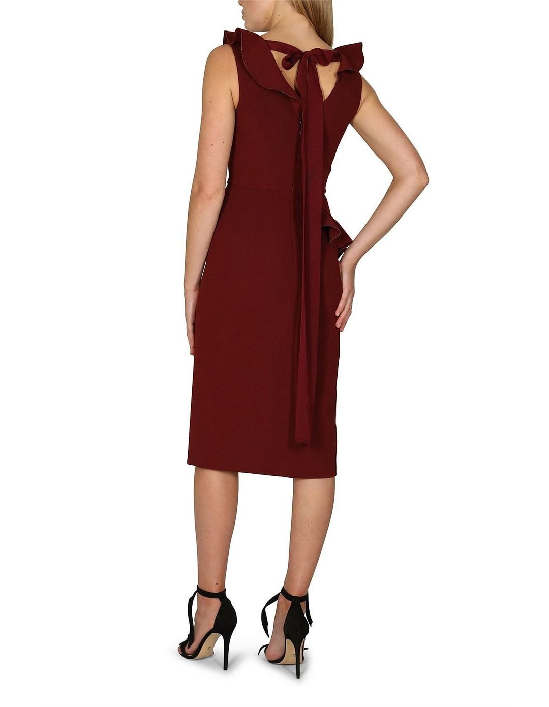Rebecca Vallance Sylvette Midi Dress Burgundy Size 6 for rent on The Volte - main image