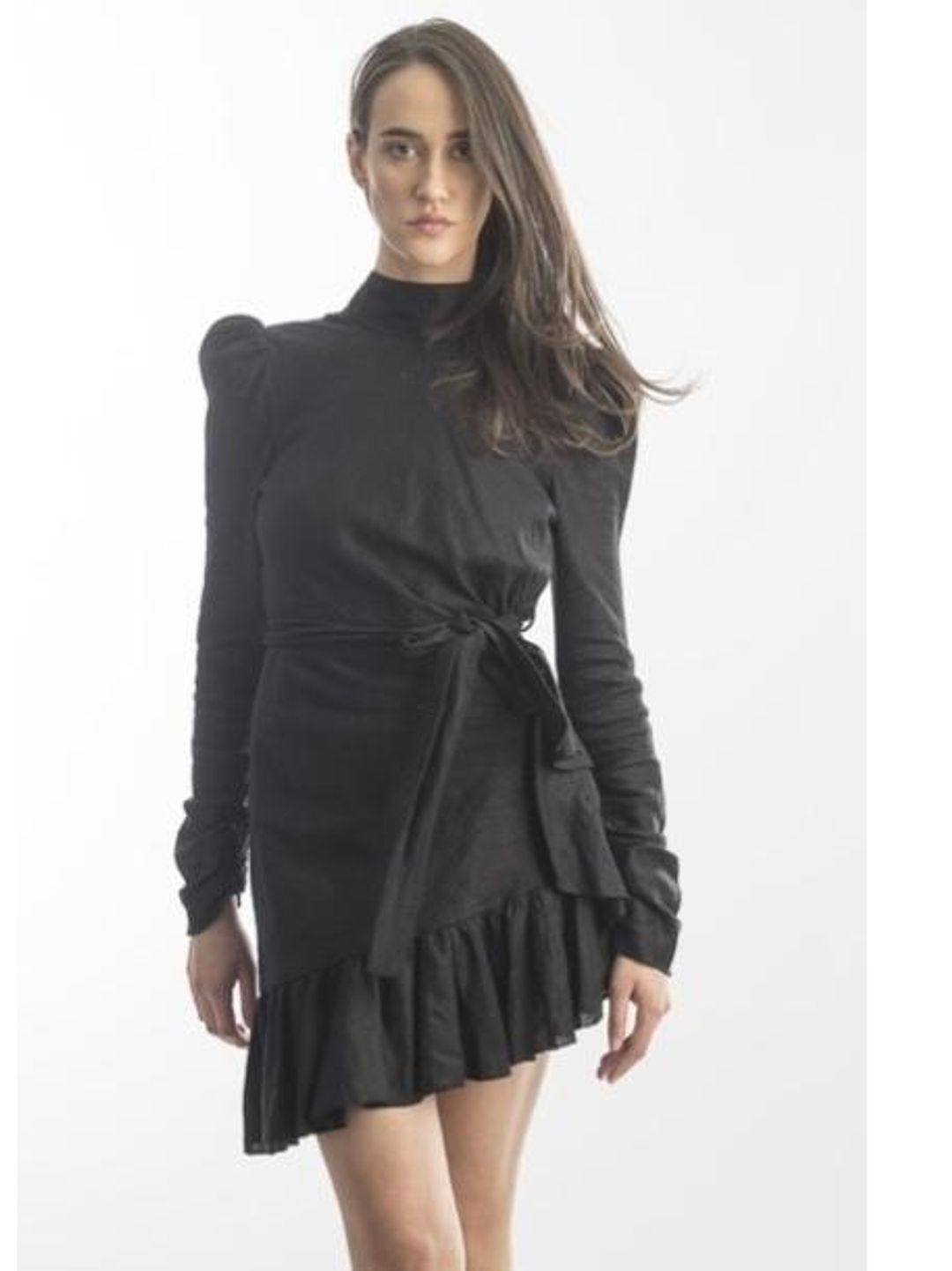 Zimmermann Asymmetric Flounce Mini Dress Black Size 6 for rent on The Volte - main image