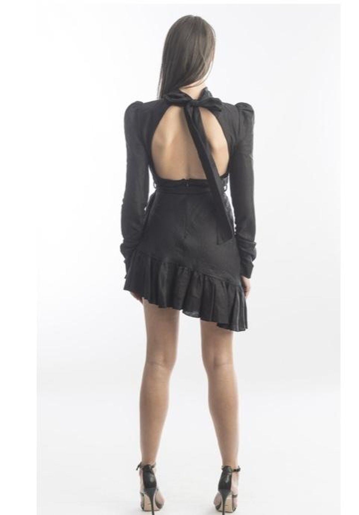 Zimmermann Asymmetric Flounce Mini Dress Black Size 6 - Image 3
