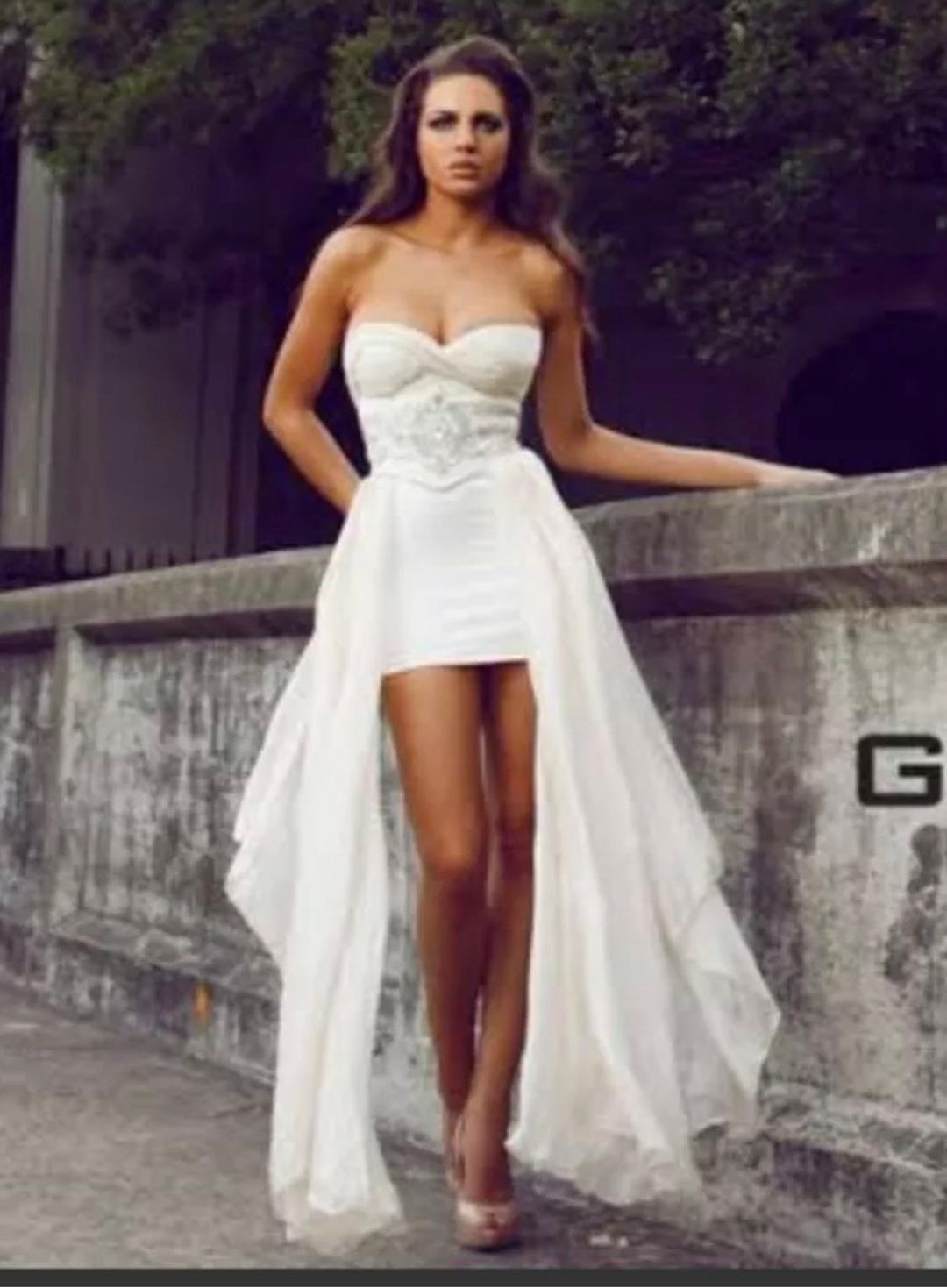 Galanni Opulence mini dress cream size 6 for rent on The Volte - main image