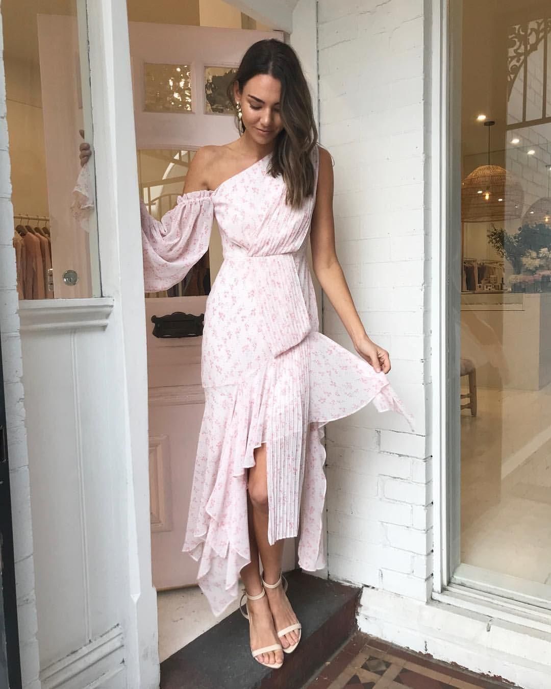 Acler Aurora Draped Pleated Dress Pink Size 8 for rent on The Volte - main image