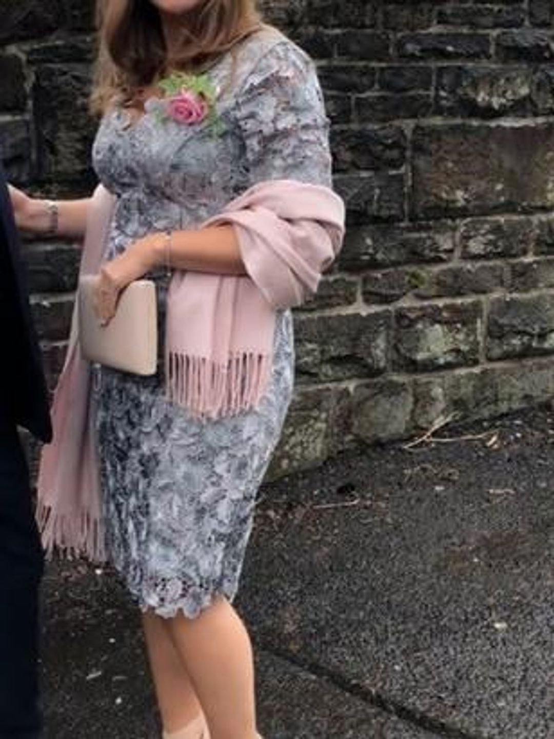 Review Lace Dress grey size 10 for rent on The Volte - main image