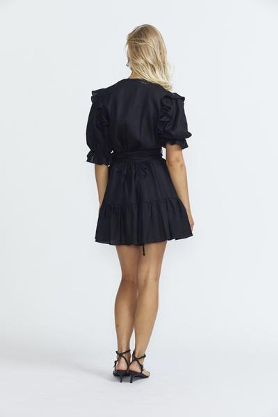 Matin Studio Ruffle wrap dress black size 10 for rent on The Volte - main image