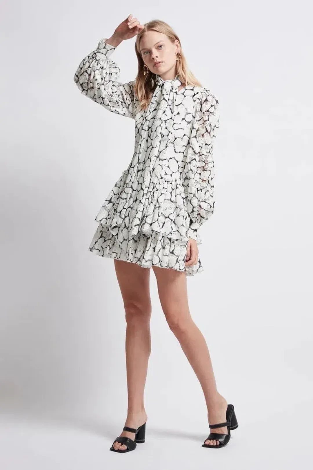  Aje Rebellion Lace Mini Dress Print Size 8 for rent on The Volte - main image