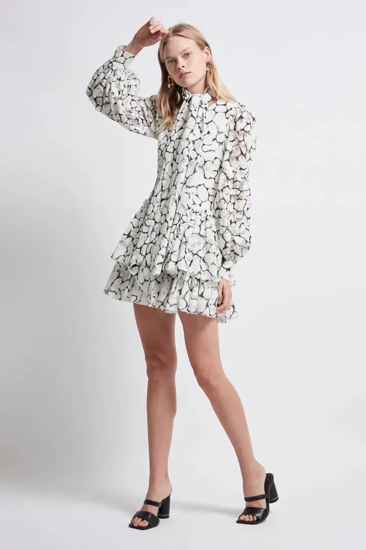  Aje Rebellion Lace Mini Dress Print Size 8 - Image 1