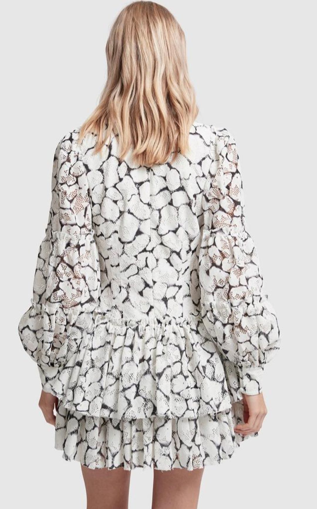  Aje Rebellion Lace Mini Dress Print Size 8 for rent on The Volte - main image