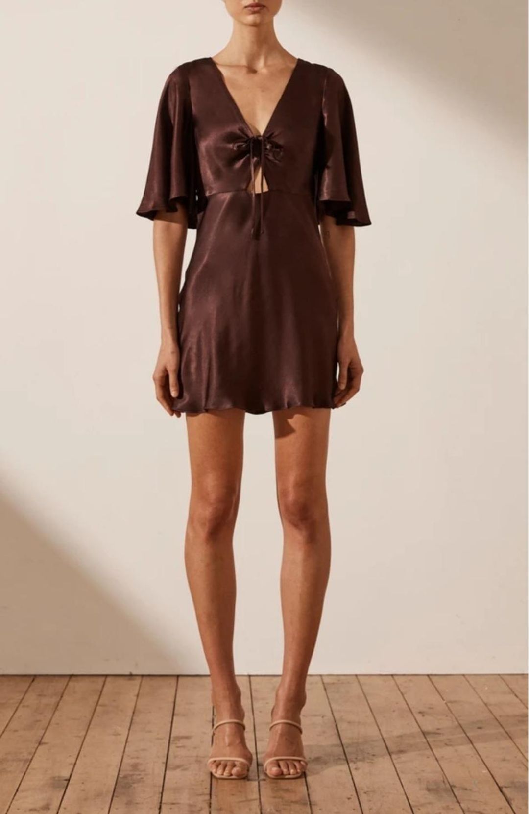 SHONA JOY WRIGHT FLUTTER SLEEVE DRESS size 10 for rent on The Volte - main image