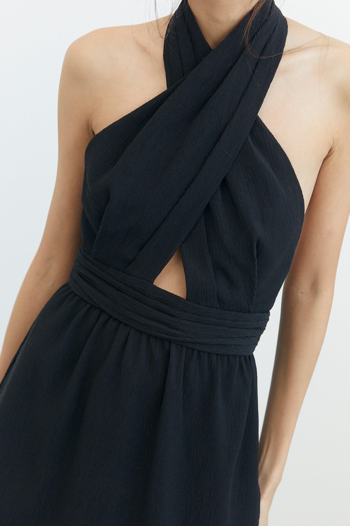 THIRD FORM Crossing Over Mini Dress in Black Ripple Size 6 - Image 10