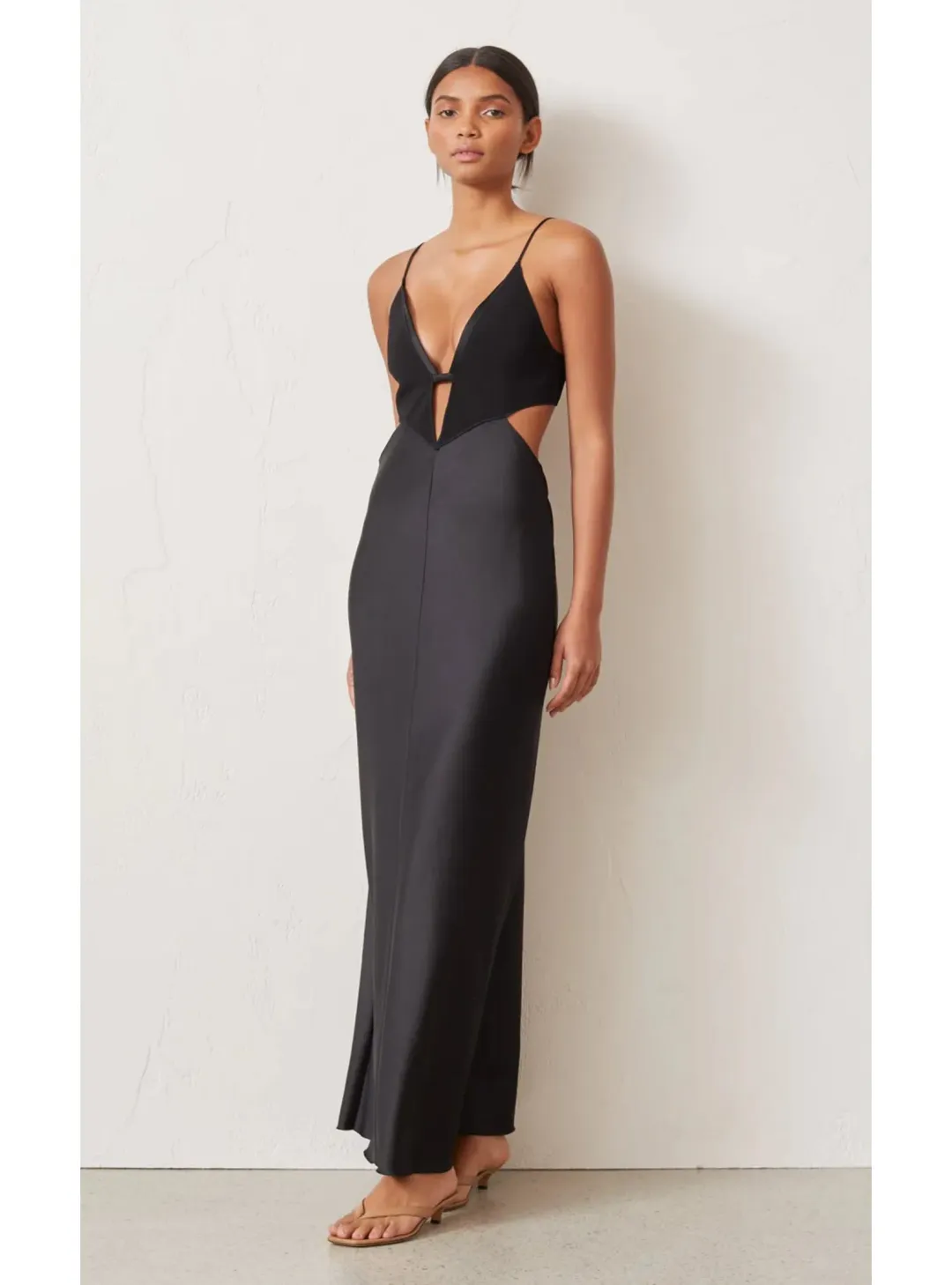 Bec & Bridge Seraphine Plunge Midi Dress in Black Size AU 6 for rent on The Volte - main image