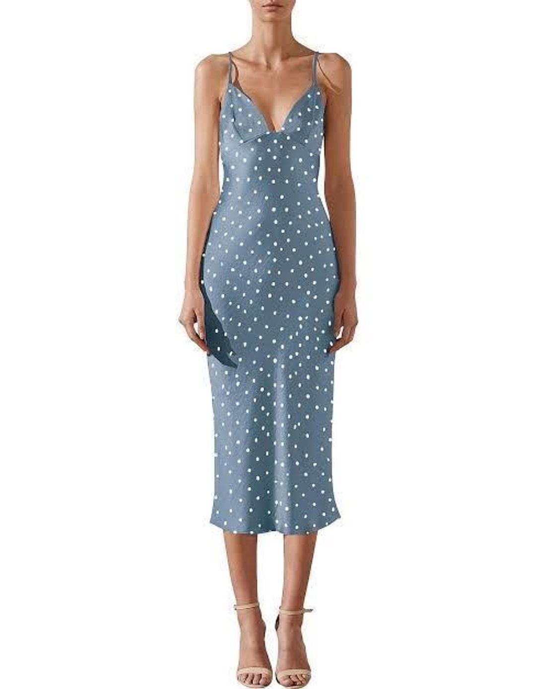 Shona Joy Blue Polka Dot Midi for rent on The Volte - main image