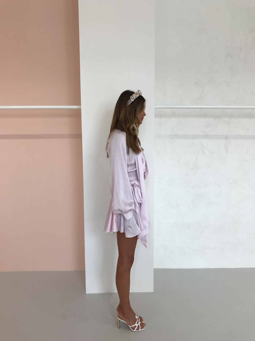 Acler Doheny Mini Dress in Blush Size 6 for rent on The Volte - main image