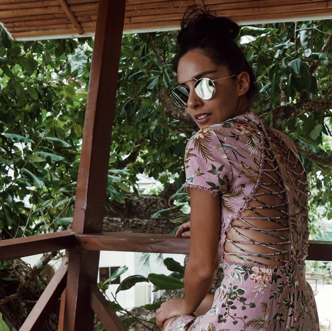 Zimmermann Tropicale Lattice Mini Dress Pink Floral Size 0 / AU 8 for rent on The Volte - main image