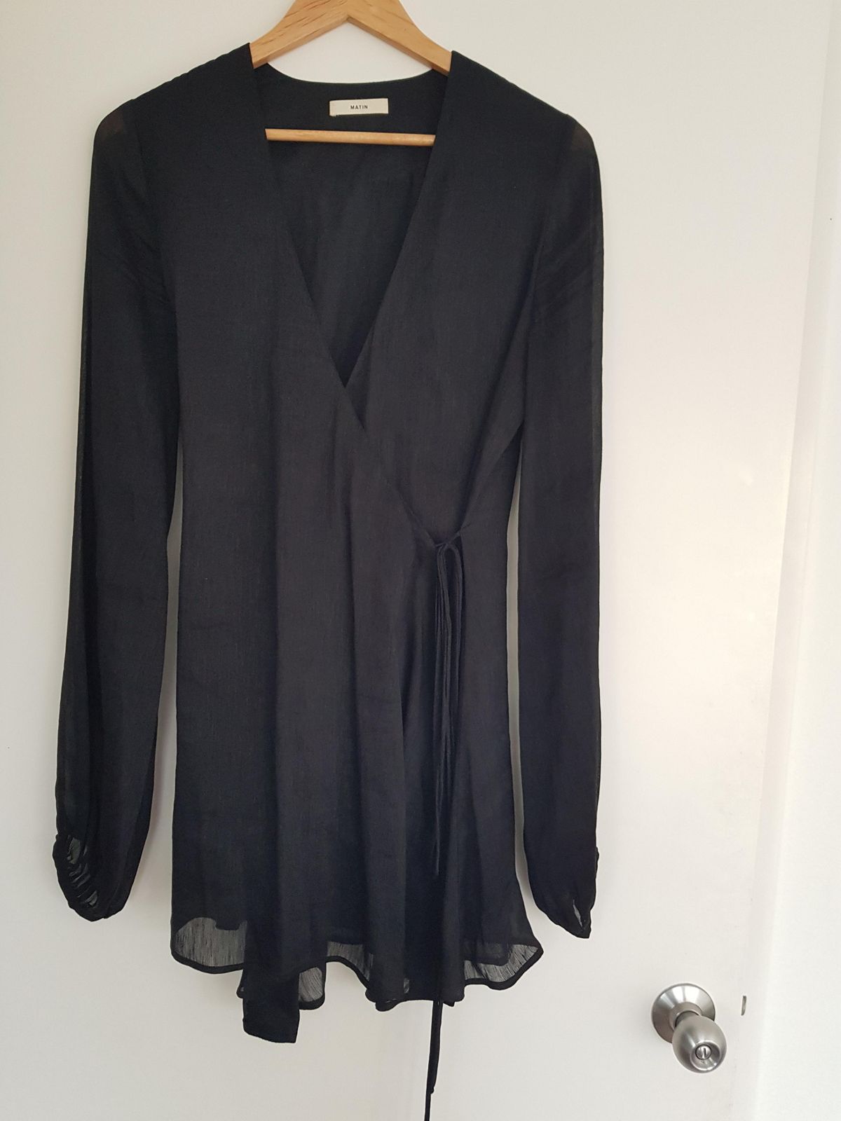 Matin, Westbourne Mini Wrap Dress, Black, size 8 - Image 5