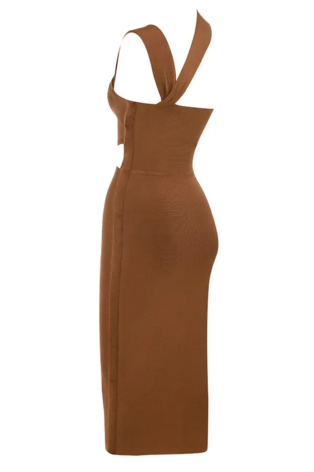 House Of CB Aina Cut Out Midi Dress Tan Size 12 for rent on The Volte - main image