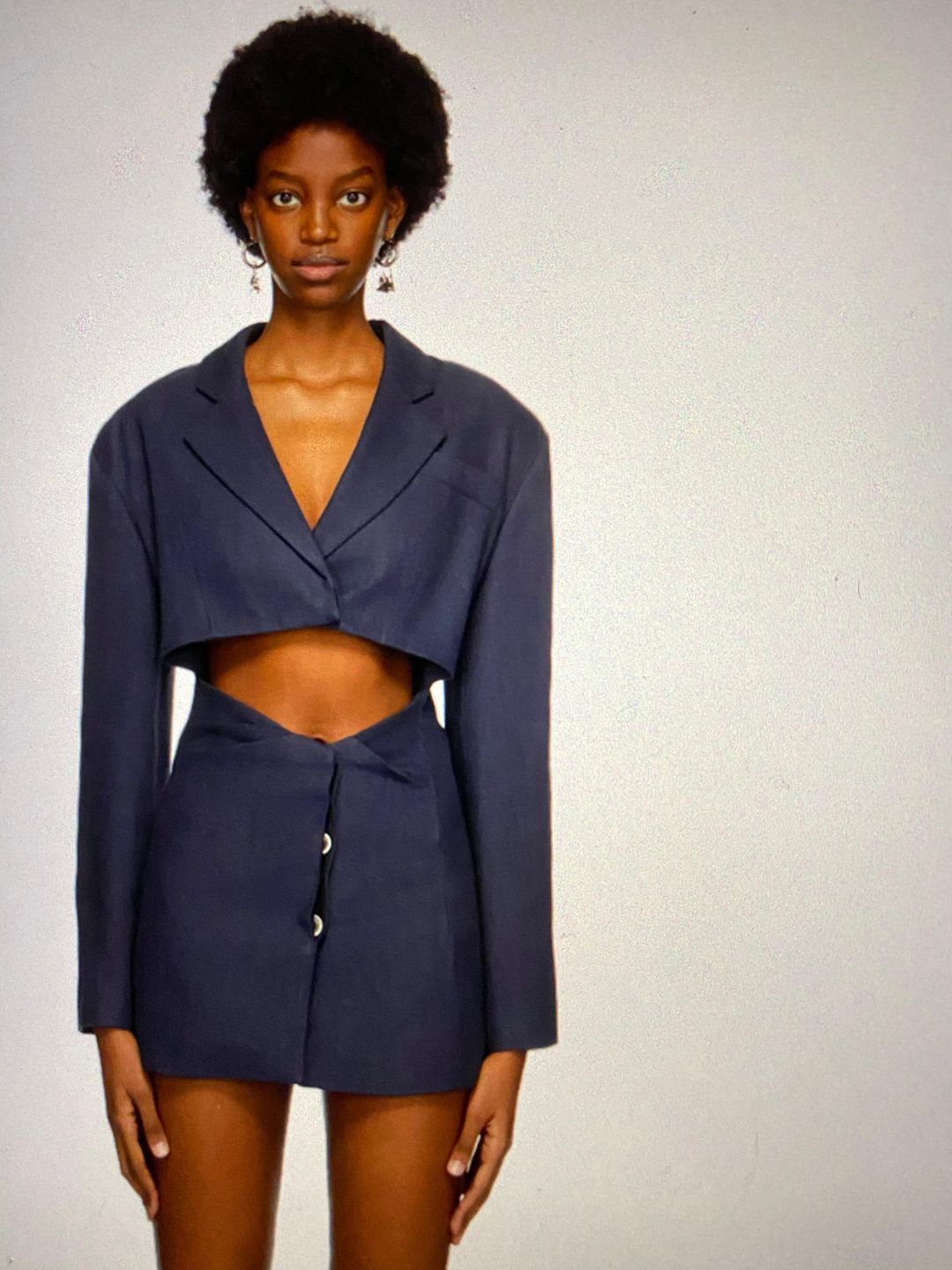 Jacquemus La Veste Arles Mini Dress Navy Size 36 for rent on The Volte - main image