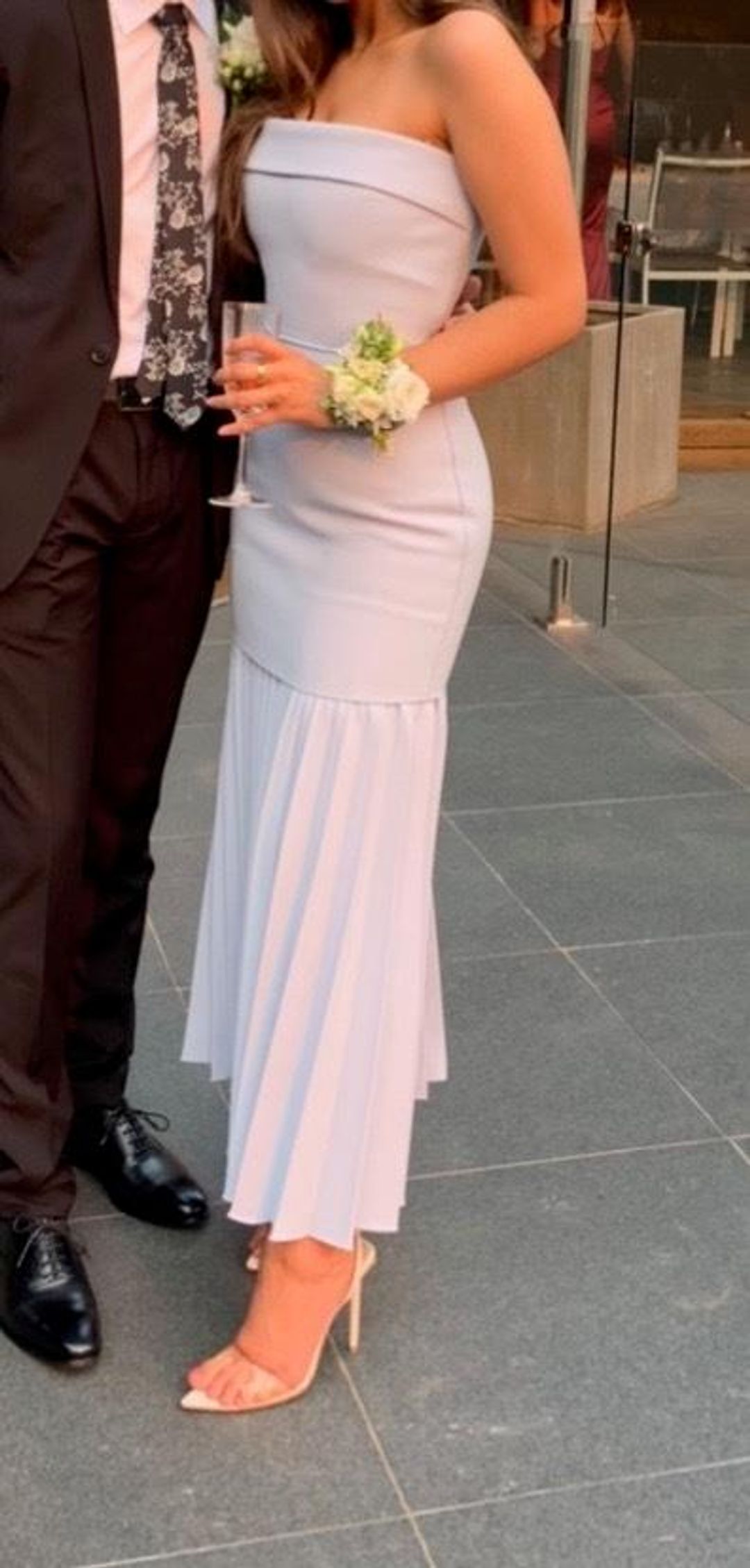 LINEAR CREPE PLEAT STRAPLESS DRESS for rent on The Volte - main image