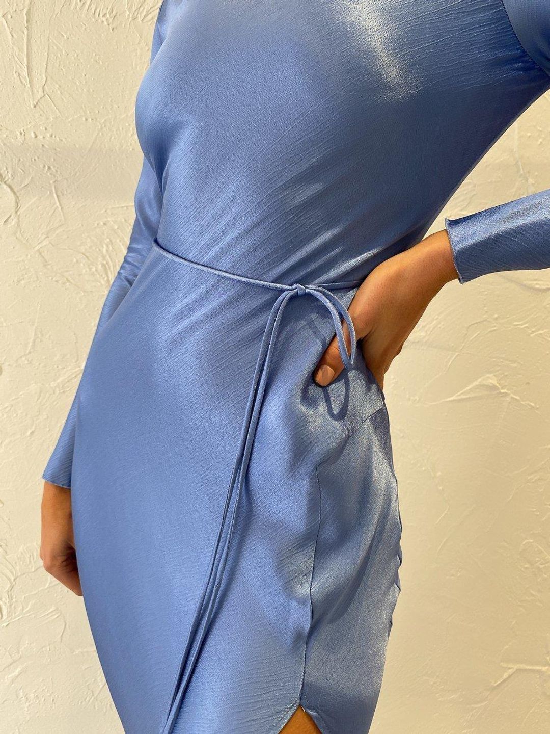 Bec & Bridge Delphine L/S Midi Dress Blue Size 10 for rent on The Volte - main image