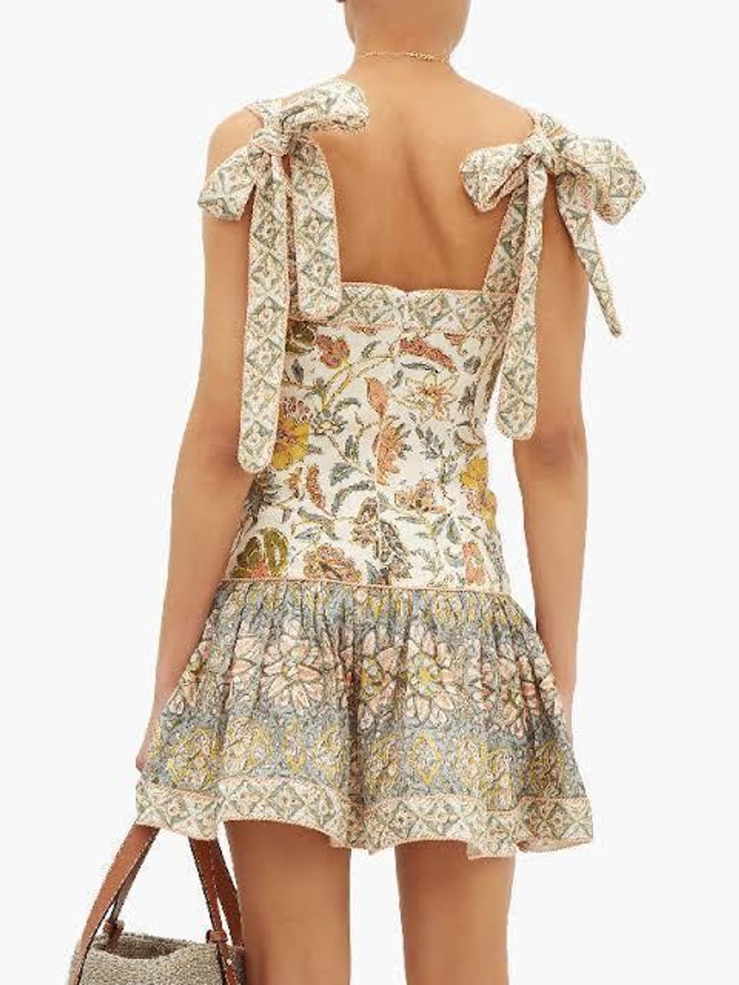 Zimmermann Edie Tie Mini Dress Floral Print Size 8 for rent on The Volte - main image