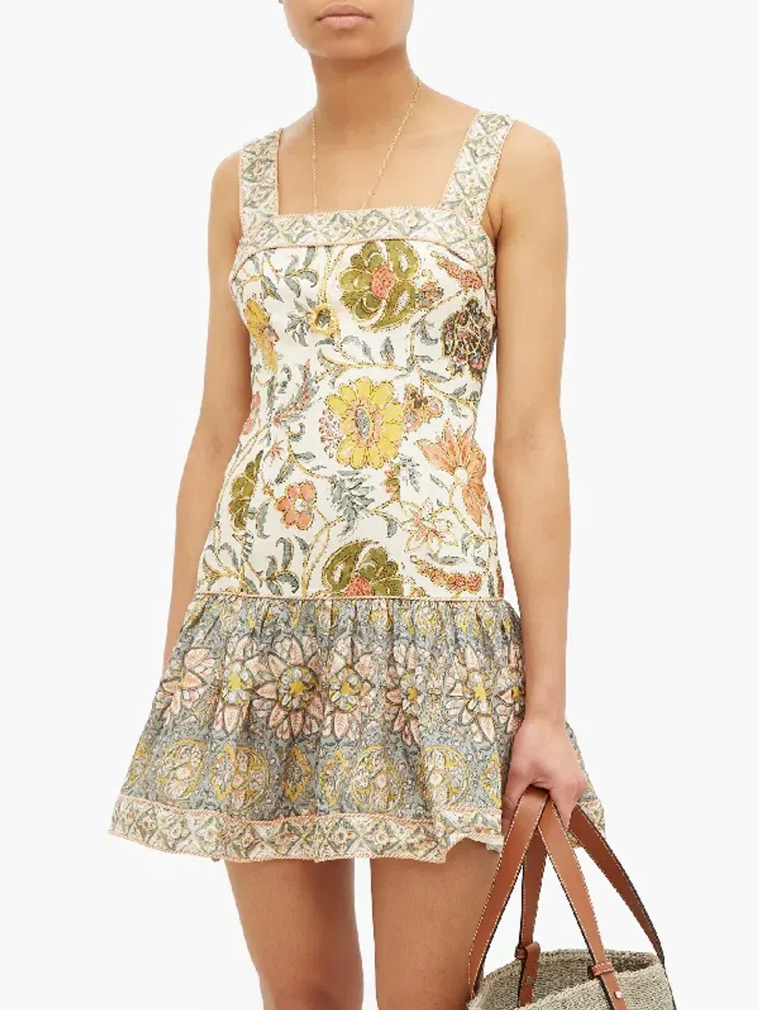 Zimmermann Edie Tie Mini Dress Floral Print Size 8 for rent on The Volte - main image