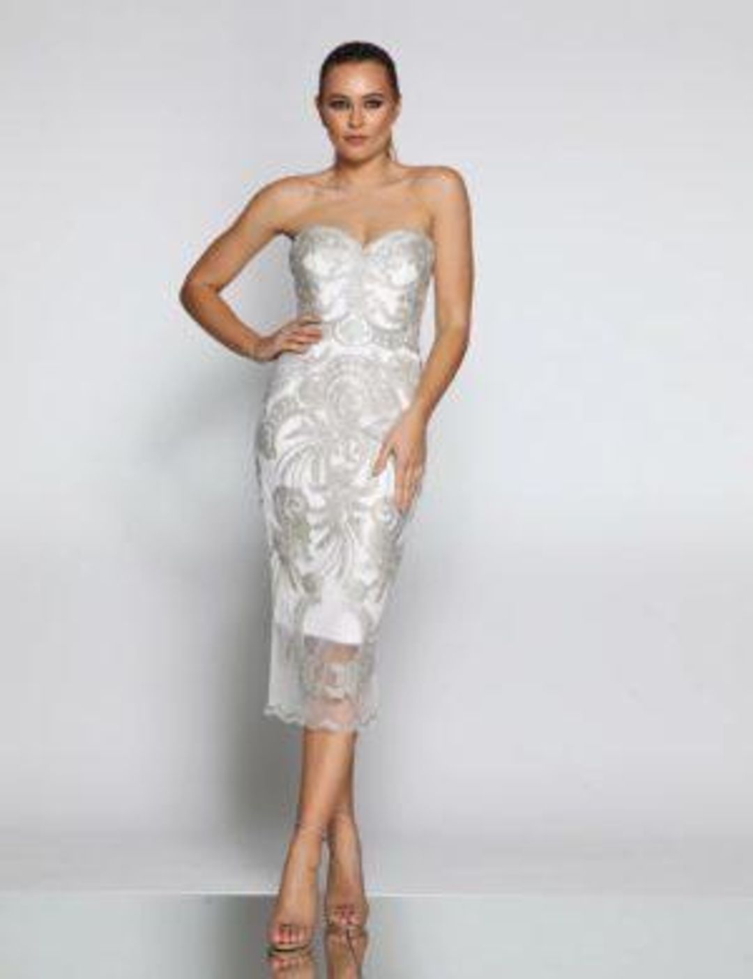 Jadore white silver dress 12 for rent on The Volte - main image