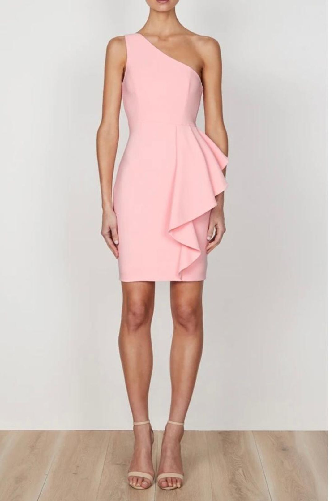 Shona Joy Ava One Shoulder Mini Dress Pink Size 12 for rent on The Volte - main image