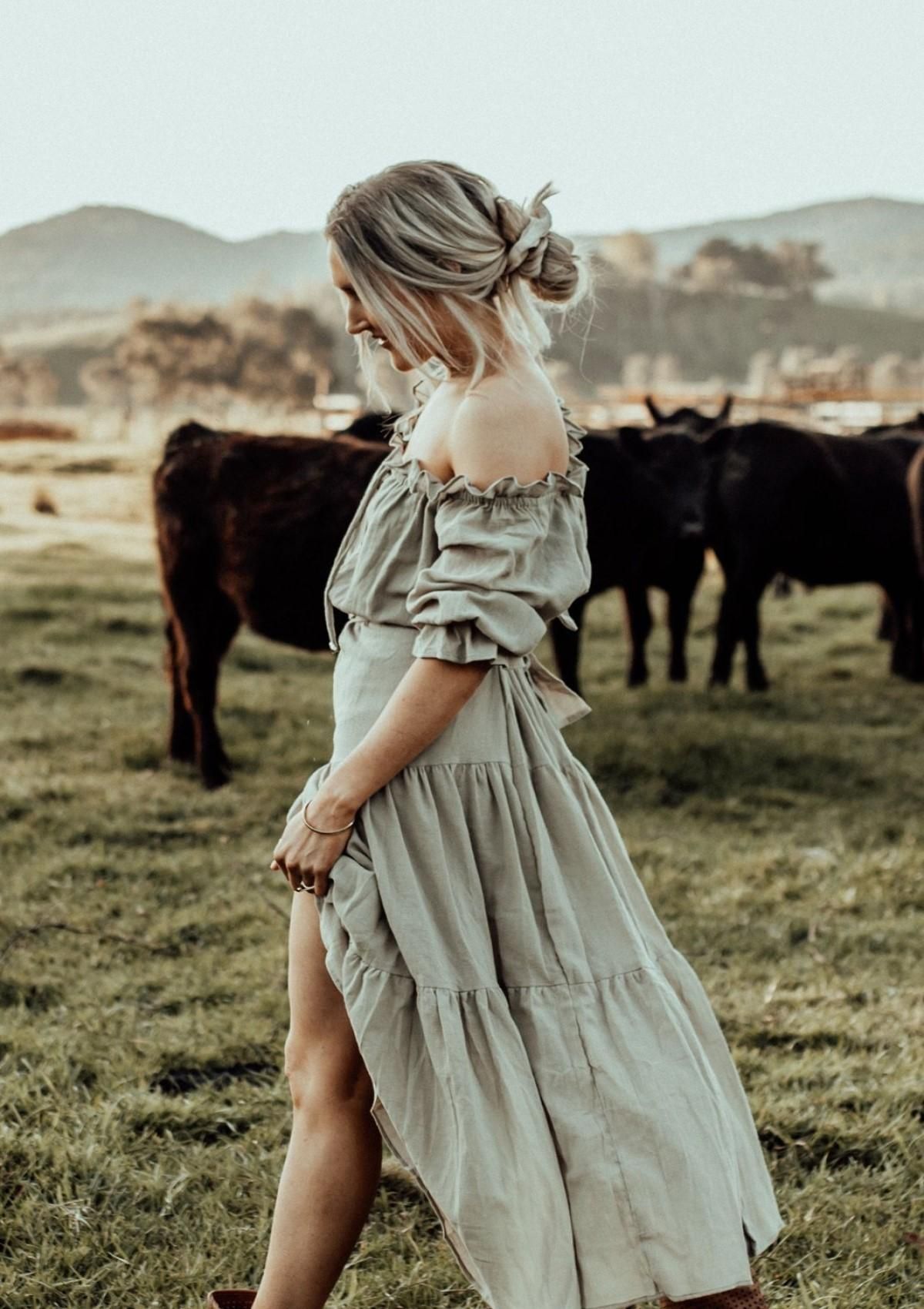 Co & Ry Goldie Maxi Dress Green Size 12 - Image 3