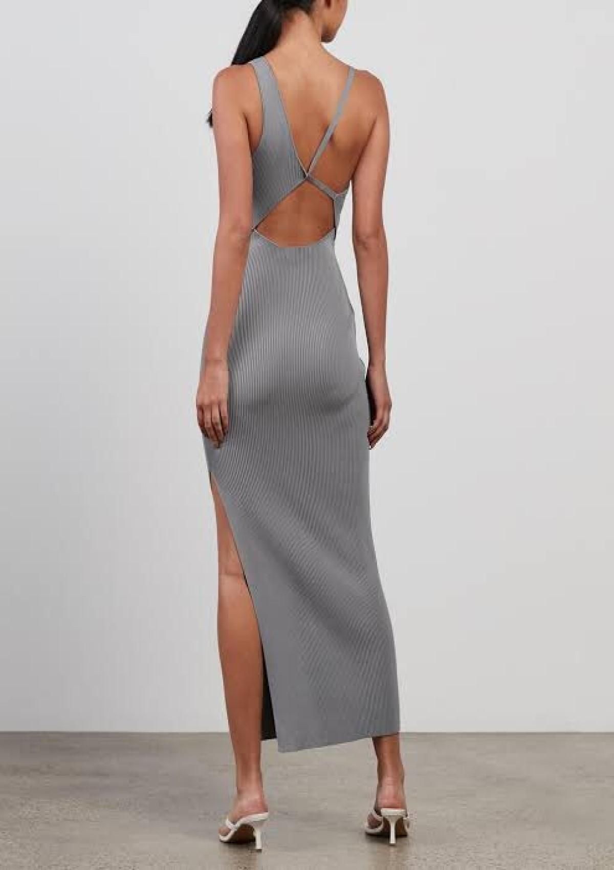 Bec & Bridge Harper Knit Asymmetric Dress Blue Size 10 - Image 4