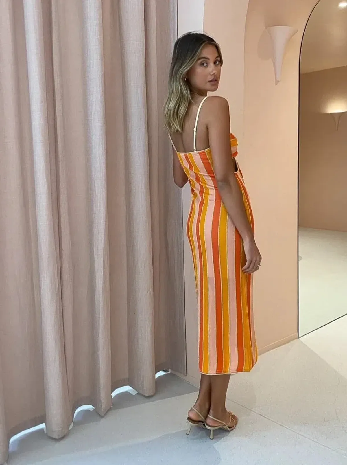 Suboo Billie Knit Cut Out Dress Orange Size 10 - Image 3