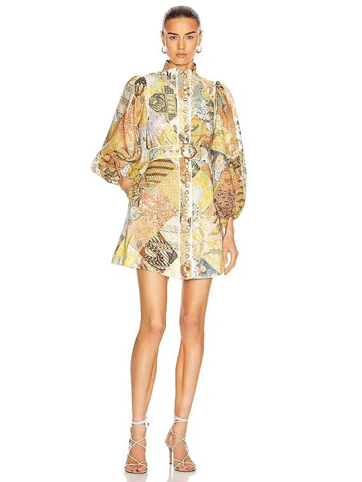 Zimmermann Brightside Belted Linen Mini Dress Print Size 8 - Image 1