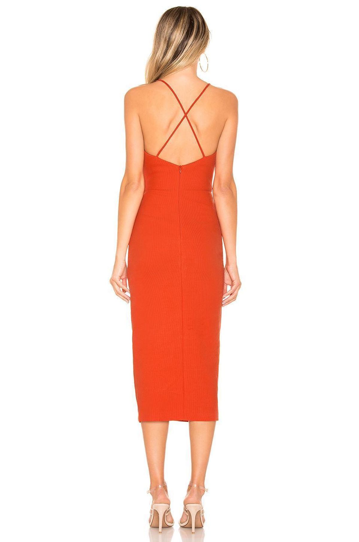 Bec & Bridge Spicy Lady Midi Dress Orange Size 10 - Image 2