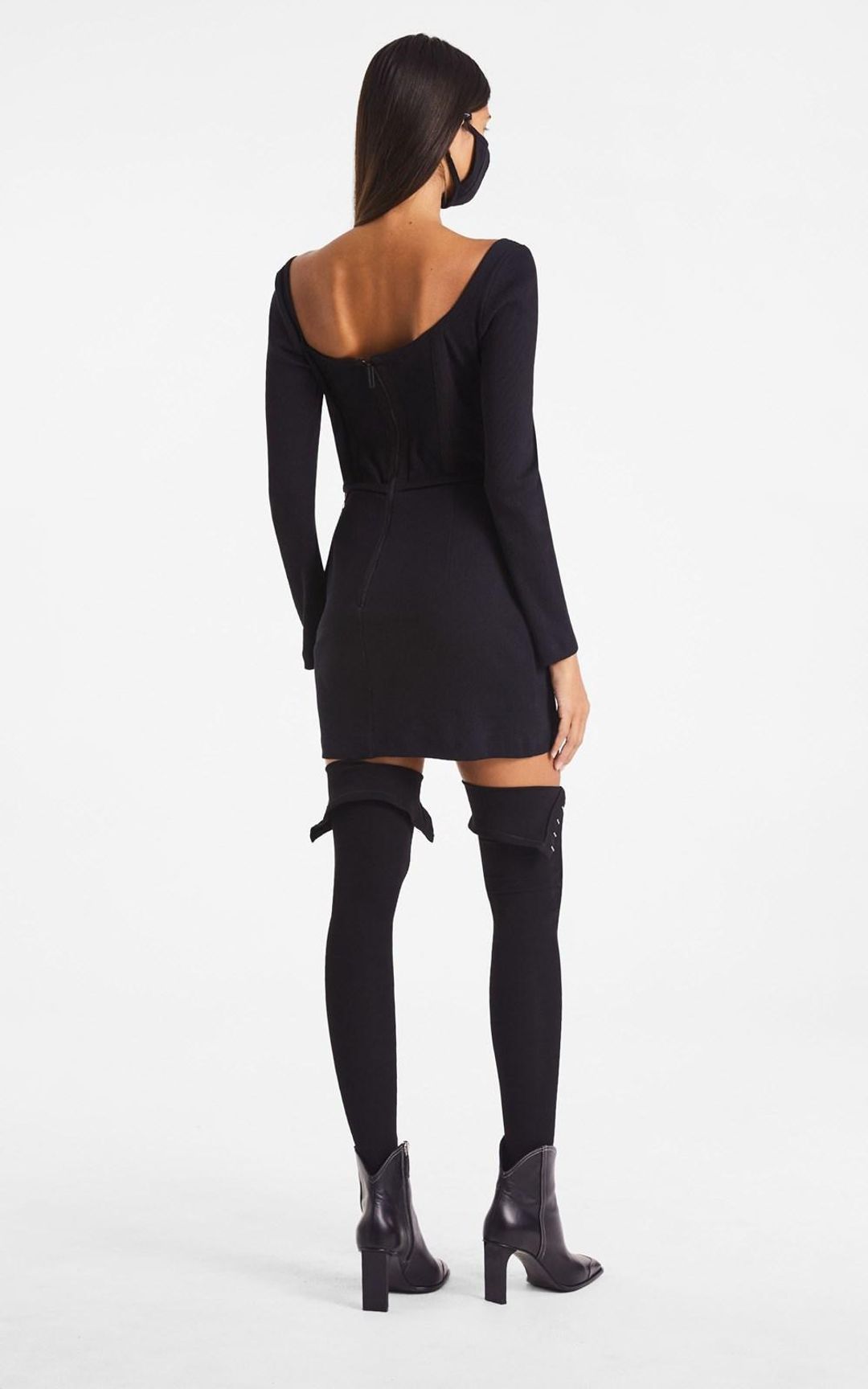 Dion Lee Rib Corset Mini Dress Black Size 10 for rent on The Volte - main image